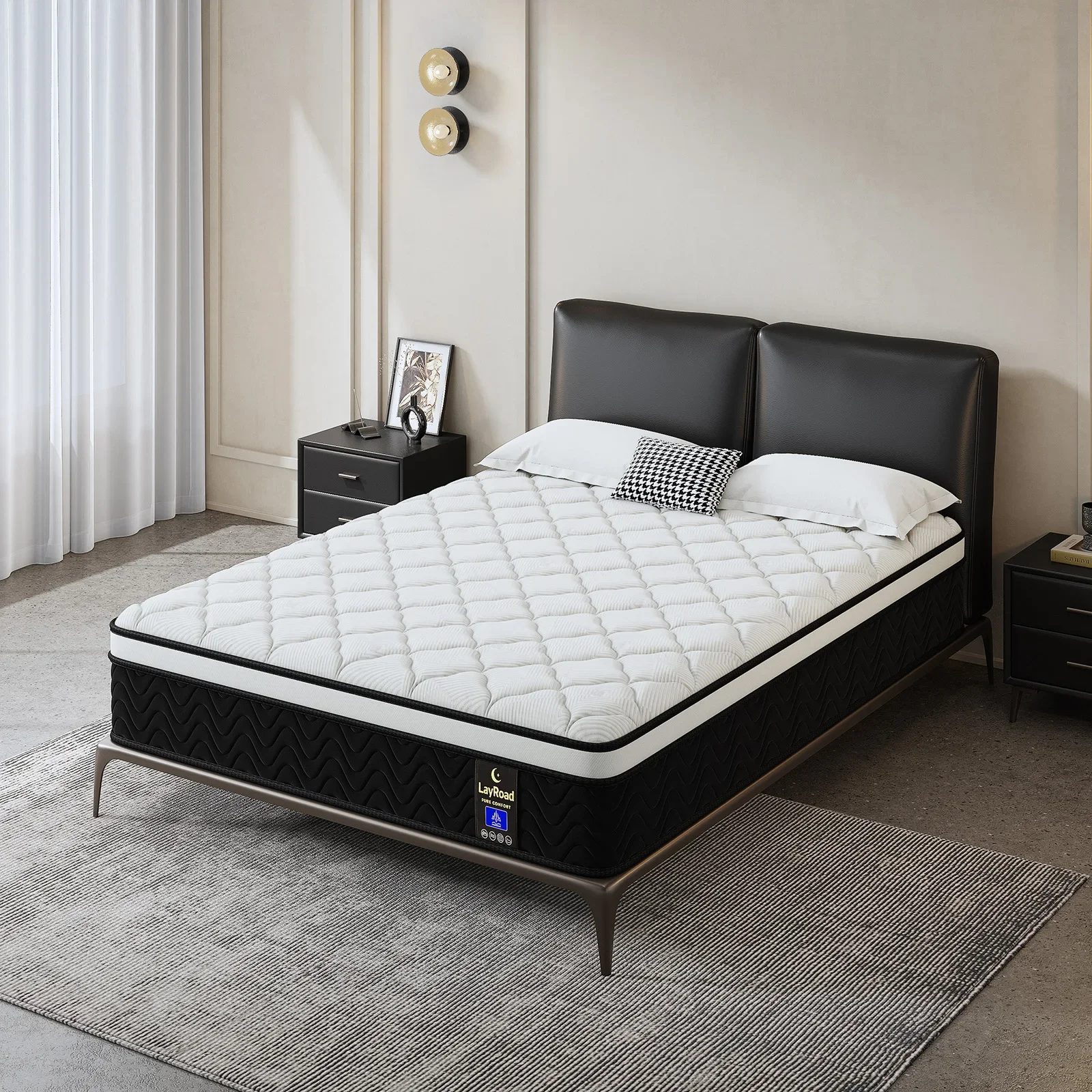 LayRoad 12/14Inch Memory Foam Spring Mattress Single/Double/Queen/King Sizes Boxed Mattress Medium Firmness Pressure Relief image 2