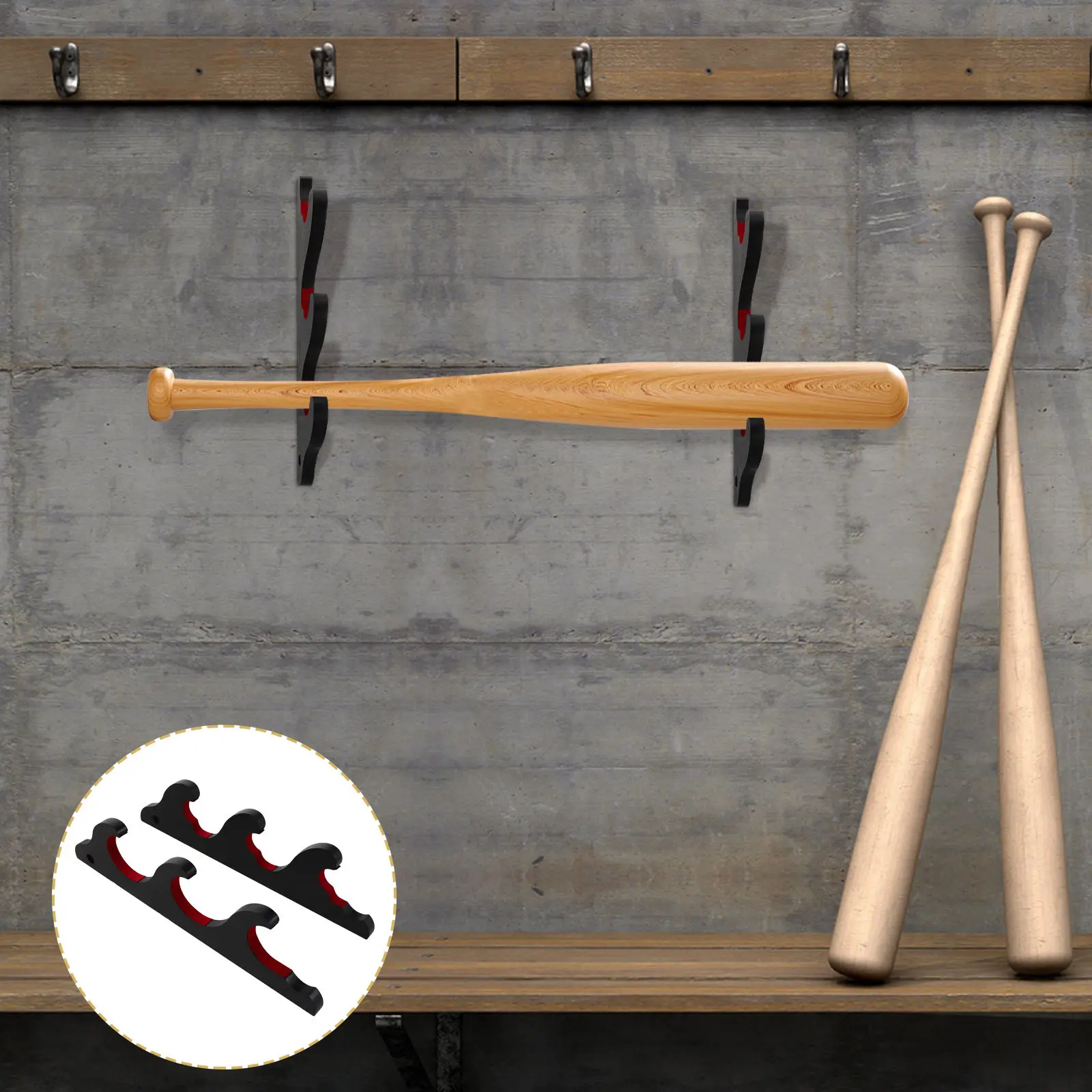 1Pair Baseball Bat Rack Wall Mount 3 Layers Density Board Holder Space Saving Bat Organizer Display Storage Baseball Holder Rack