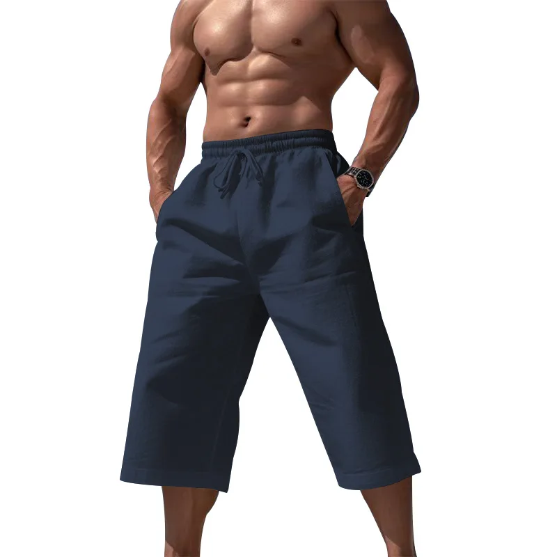 2025 Men's Summer Loose Casual Sports Cropped Pants Men's Linen Pants Men Clothing Streetwear Men Mens Pants