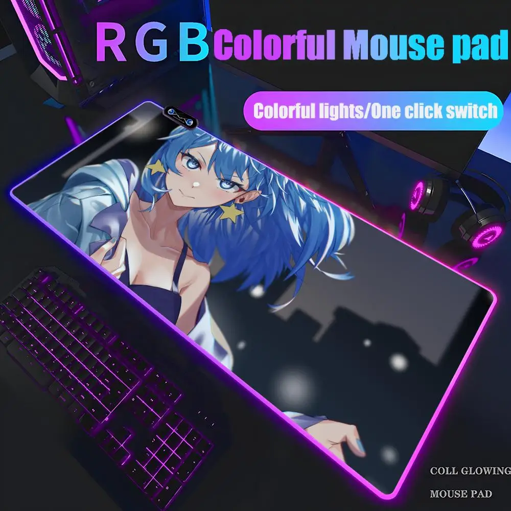 Hololive Hoshimachi Suisei Mouse Pad XXL RGB Mouse Pad Kawaii Gaming Accessories Computer keyboard Large Led Desk Mat Mousepad