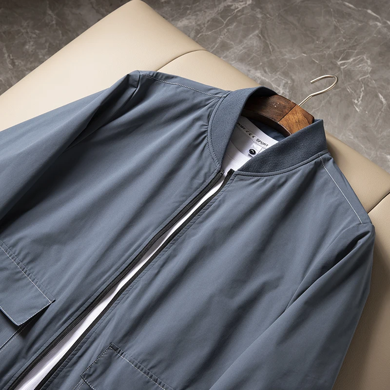 

Double-Sided Wear Baseball Collar Jaet Men's Casual Faion Urban Sle Spring Autumn Long Sve Stand Fit Youth Jaet