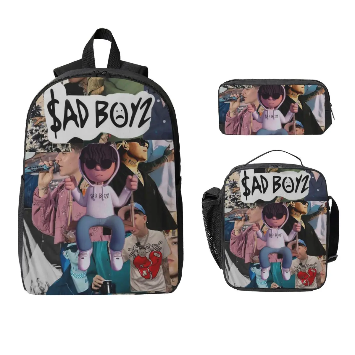 

Junior H Merch Sad Boyz Backpack Boys Girls BookBag School Bag Computer Shoulder Bags 3ps Insulated Lunch Bag Pencil Case