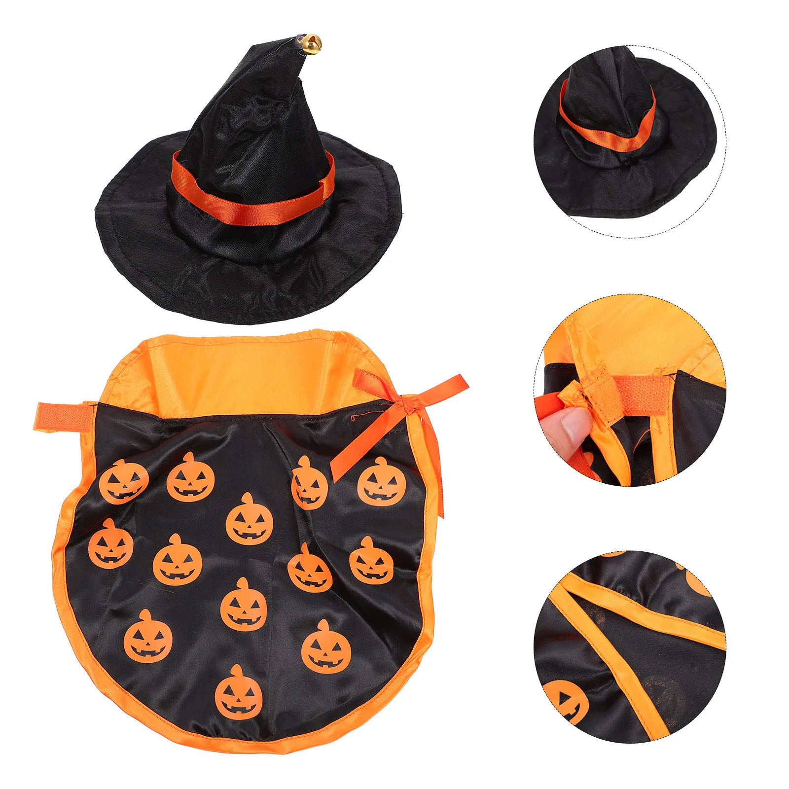 

1Set Pet Halloween Costume Pumpkin Cloak Hat Set Chic Design Easy to Take on Off Festival Atmosphere Pet Hat Cloak