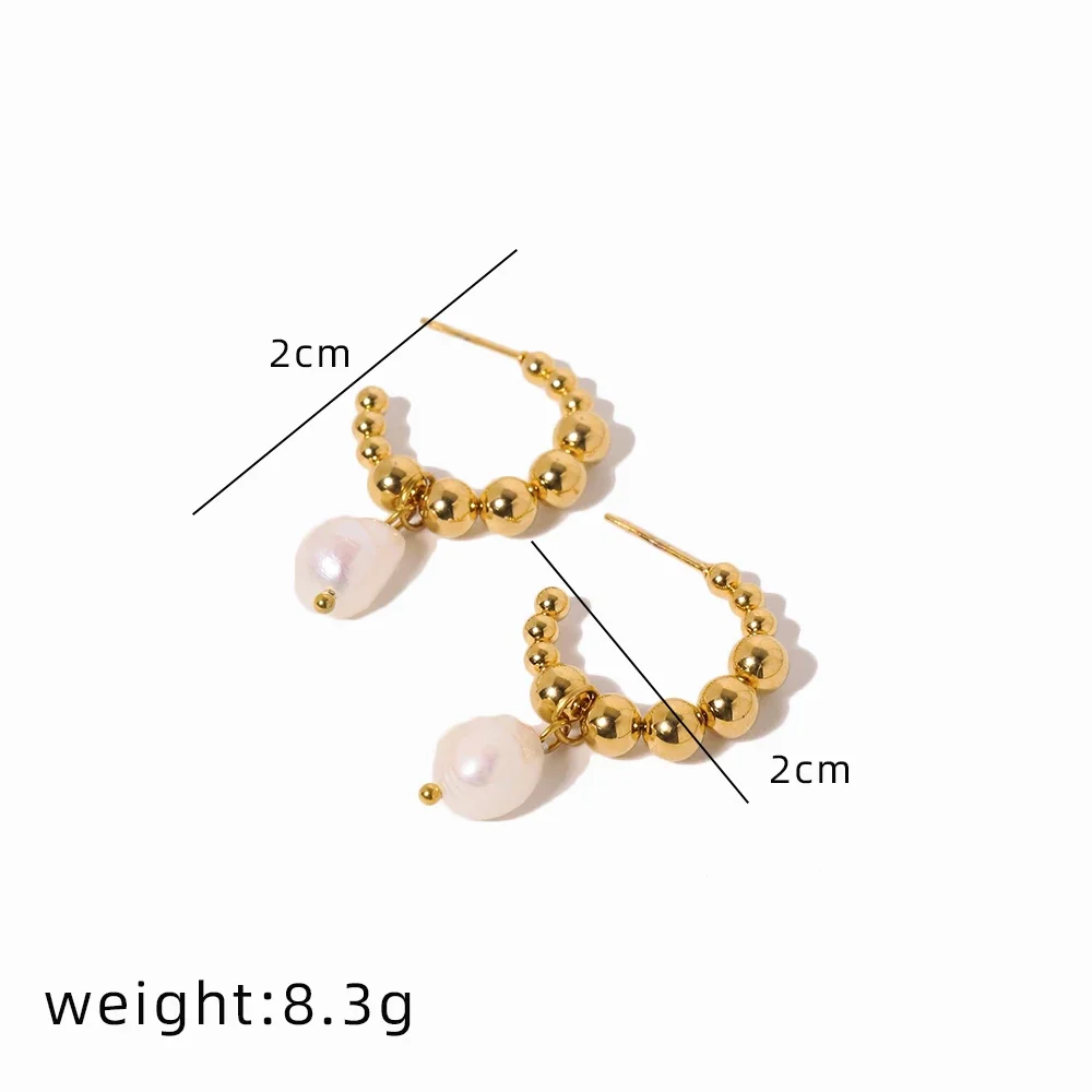 Women Cute Bead penetration Earrings With Pearl Pendant Stainless Steel Jewelry For Women Exquisite Wedding Gifts