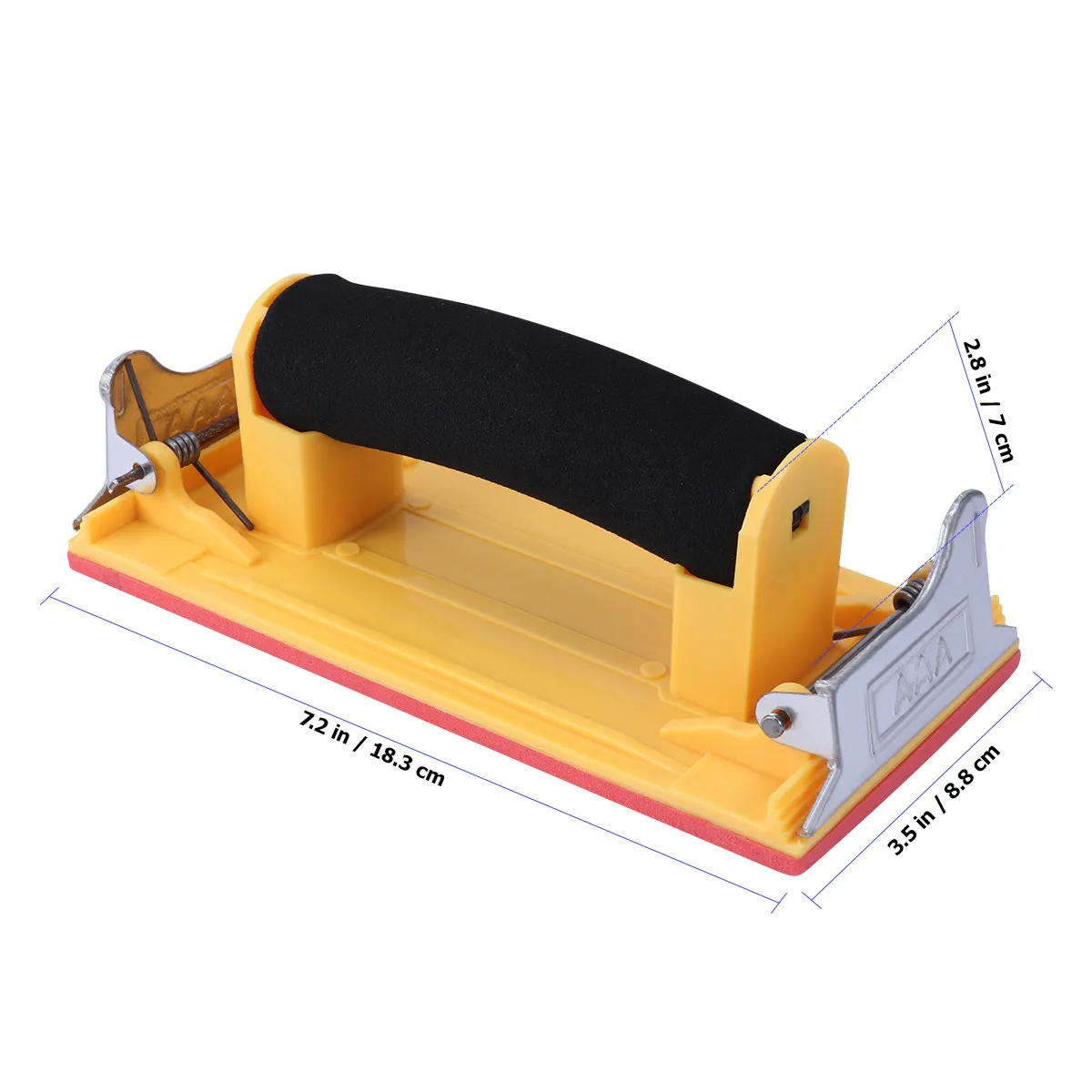 Hand Grip Sandpaper Holder Lightweight Durable Sponge Handle Metal Clip for Wall Wood Metal Sanding Polishing Tool Yellow view 6