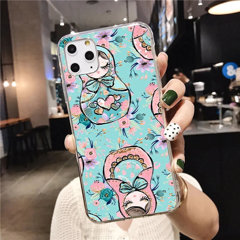 Cute Russian Dolls Matryoshka DIY Phone Cover For iPhone 11 12 13 14 15 16 Pro Max X XR XSMax 15 16 Plus Soft Silicone TPU Case