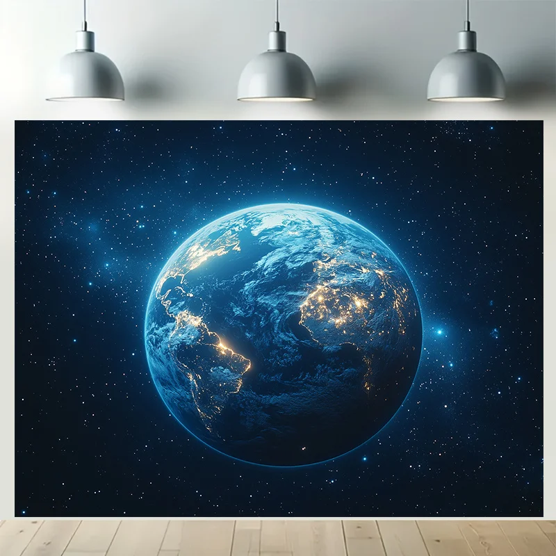 Oversized Planet View Space Tapestry - Earth and Stars Wall Decor for Living Room and Astronomy Enthusiasts
