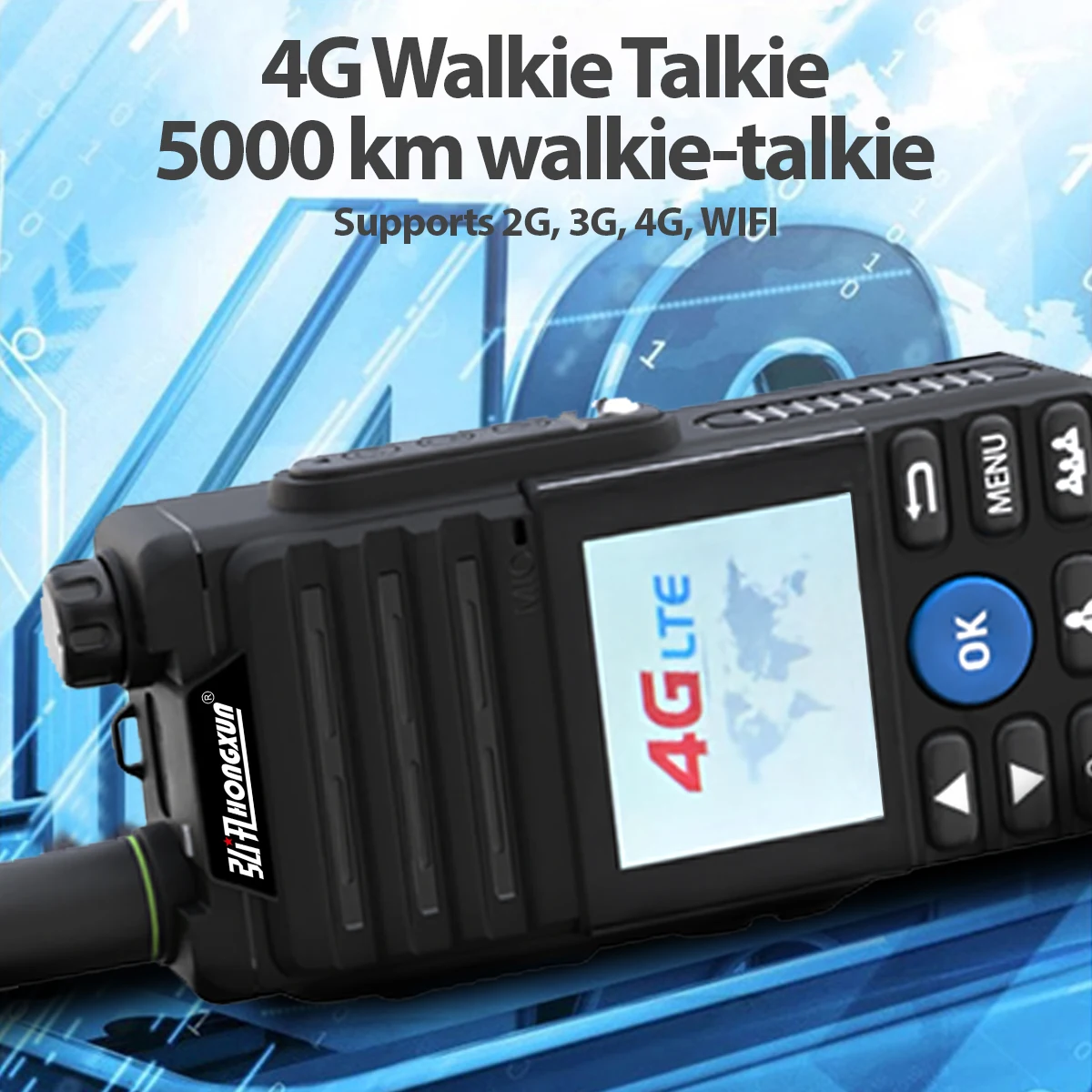 HX T56 Wireless Handheld Walkie Talkie 4G POC GPS Automatic Positioning IP54 Waterproof Long Range 5000km Zello 4G Coverage