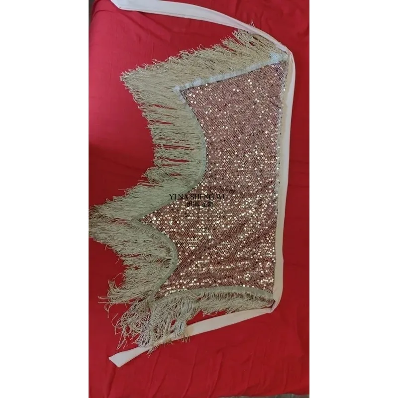 여성용 벨리댄스 힙 스카프 롱 프린지 불규칙한 망사 시미 벨트 반짝이 스팽글 타이 랩 오리엔탈 댄스 공연용