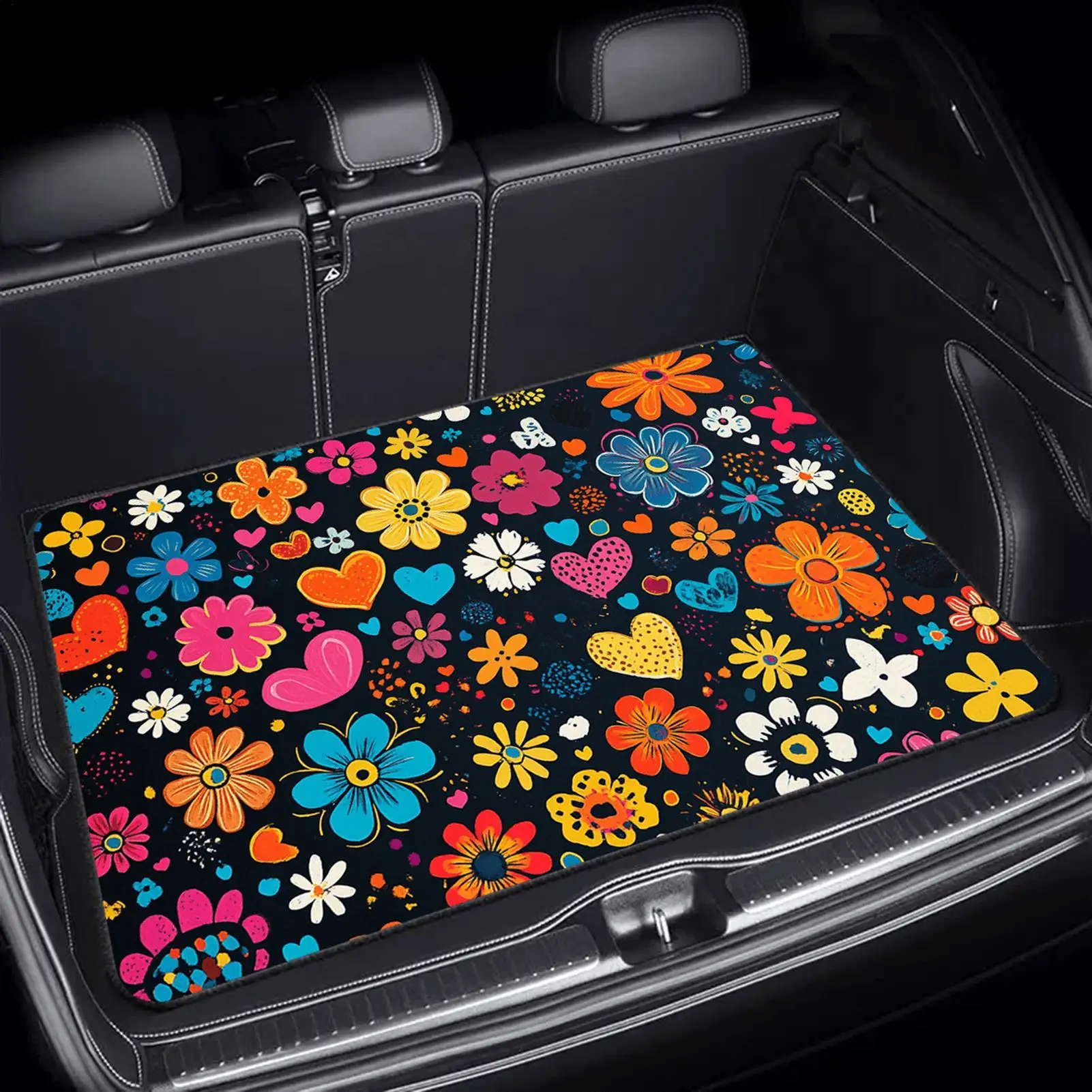 

Trunk Liner Dustproof Protective Pad Floral Print Rear Cargo Liner For SUV For Drivers Travel Enthusiasts Commuting Camping City