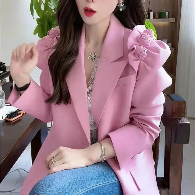 

Women Blazer 2023 Blazers Lady Office Work Suit Pockets Jackets Coat Female Korea Casual Double Breasted Blazer Femme