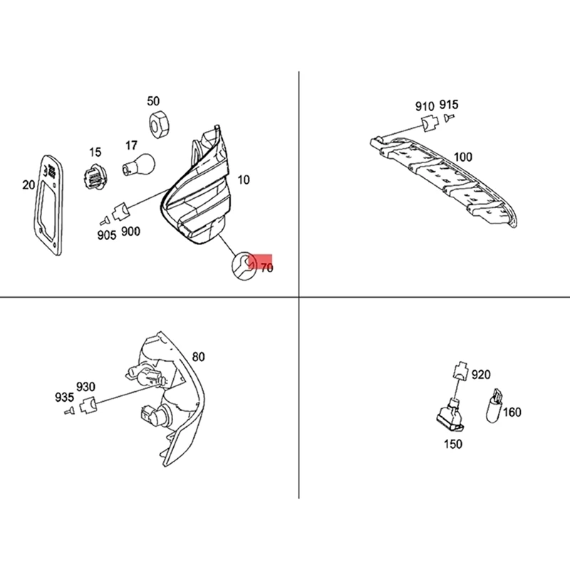 

1648260007 Car Tail Light Wiring Harness For Mercedes-Benz W164 ML500 R350 R500 ML320