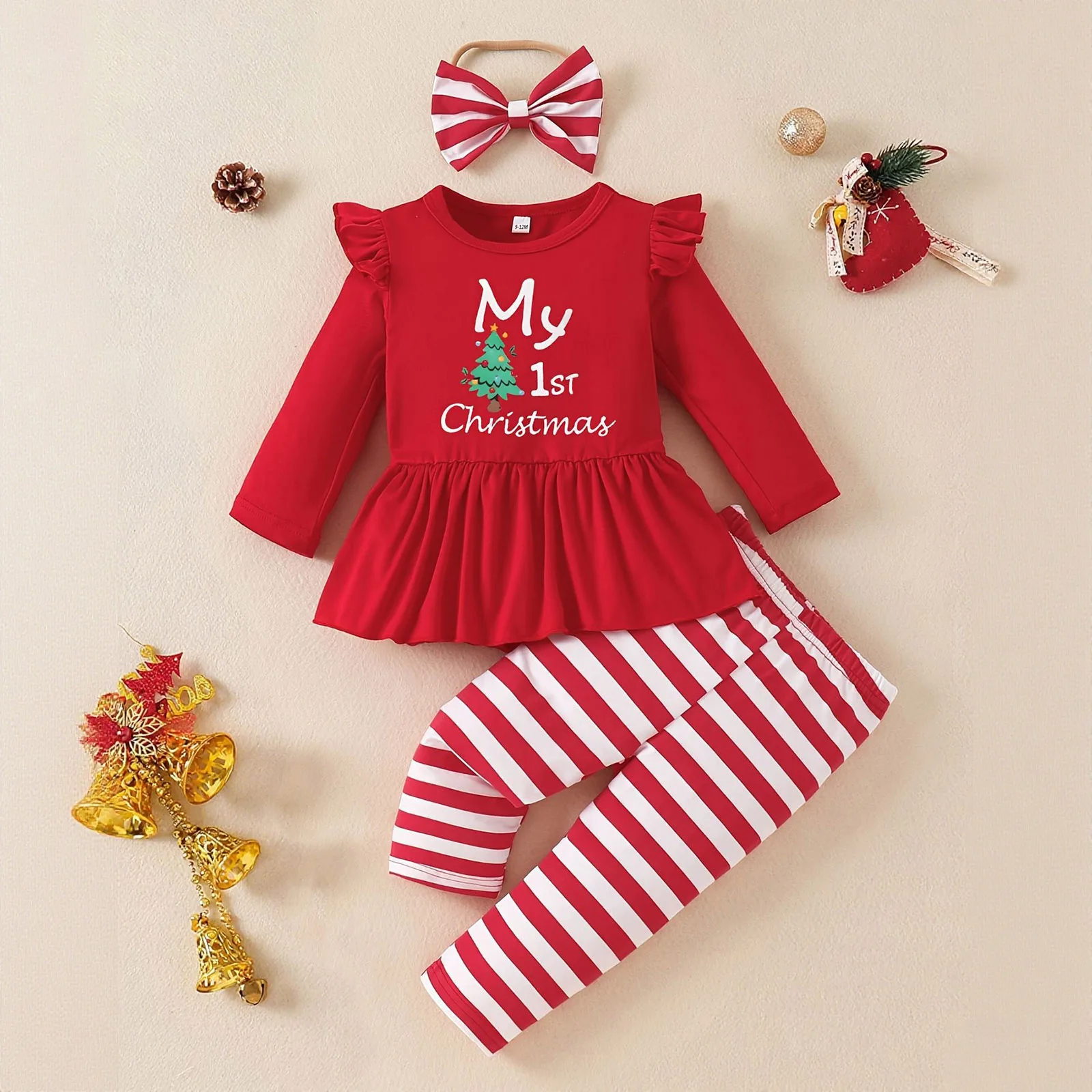 

Baby Bundles For Girls Baby Toddler Girl Baby Christmas Flying Sleeve Skirt Long Sleeved Top Pants Set Baby Girl Floral 2025