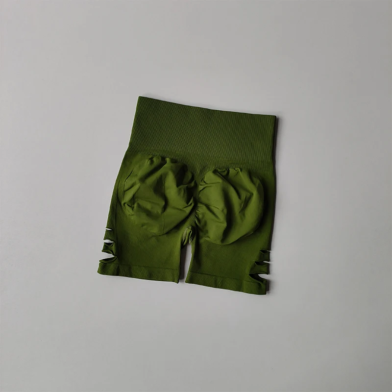 Pfirsichfarbene Sport-Shorts mit hoher Taille, dreiteilige Yoga-Hose für den Sommer, lichtdicht, schnelltrocknend, geeignet für Pilates und Fitness. – Detail 7
