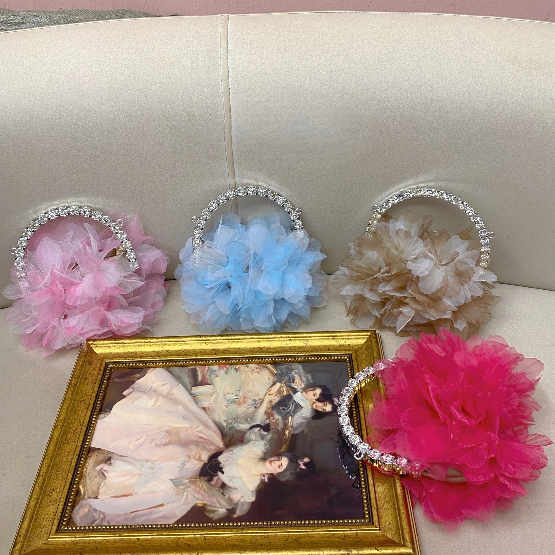 Sweet Playful Fairy Butterfly Feathers Shiny Sequins Diamond Rhinestones Change Crossbody Bag