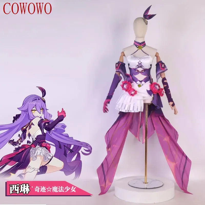 COWOWO Honkai Impact 3rd Sirin Game Suit Elegant Sexy Dress Cosplay Costume Halloween Carnival Party Role Play Outfit Women