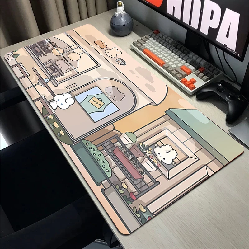 

Cartoon Cat Mouse Pad Large Cute Mousepad Pc Gamer Kawaii Desk Mat Office Computer Mats Locking Edge Table Pads Mats 90x40cm
