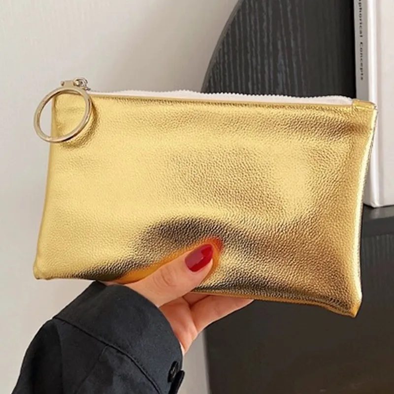 New PU Leather Mini Zipper Storage Bag Women Girl Portable Large Capacity Hold Bag Multifunctional Credit Card Coin Purse Wallet