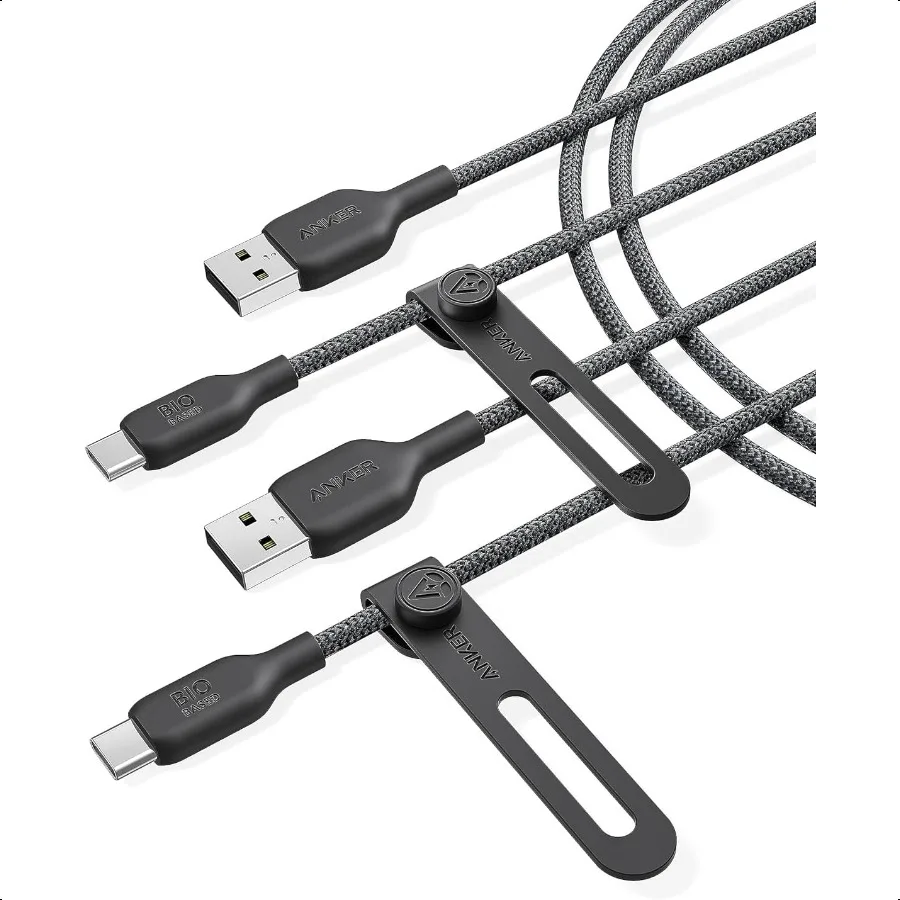 Cavo di ricarica da USB A a USB C durevole BioBriaded per Samsung Galaxy Note Series LG V30 Confezione da 2 6FT Nero
