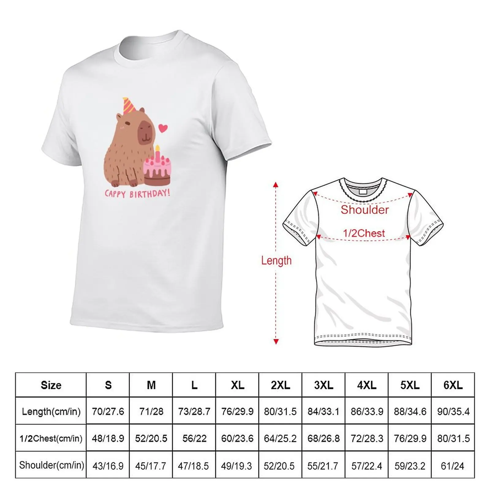 Cute Capybara And Cake, Happy Cappy Birthday T-Shirt man t shirt summer funny t shirts man cotton t shirts man 100% T-shirt