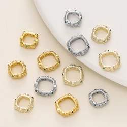 2Pcs/Pack 14/18K Gold Color Plated Square Frame Spacer Beads Connectors for DIY Bracelet Earrings Jewelry Making Accessories