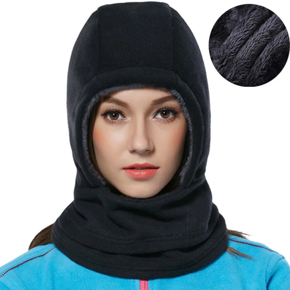 

Windproof Warm Hat For Men Women Winter Outdoor Thickened Mask Knitted Cap Black Compatible With Sweater Overcoat Windproof