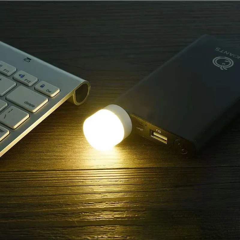 Mini luz nocturna con enchufe USB, luz de lectura de libros con protección ocular, carga de energía móvil, lámpara LED nocturna que brilla en la oscuridad, 1 unidad