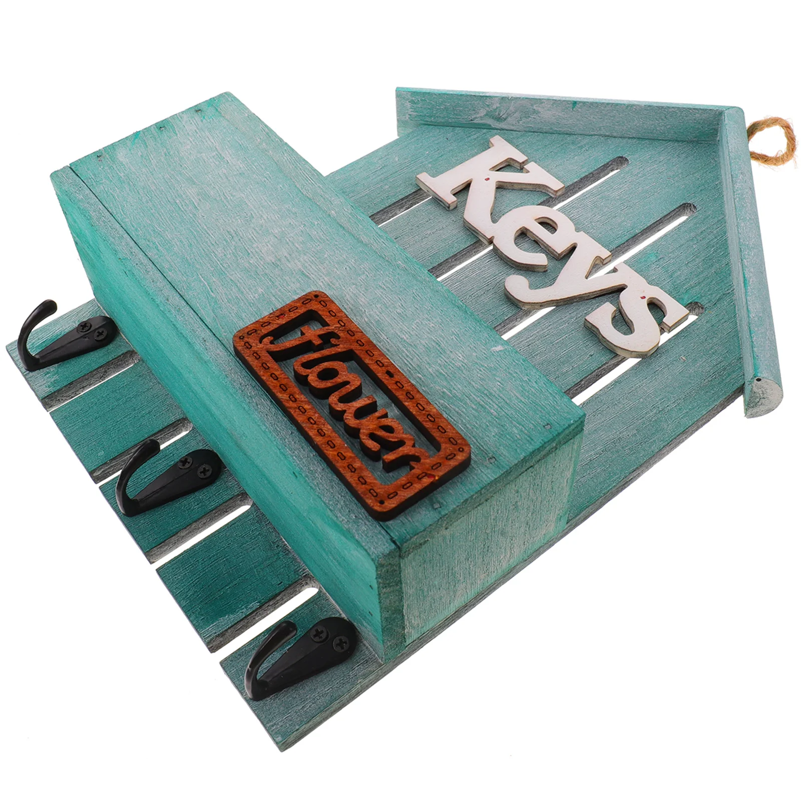 

1pc Key Hook Wall Mounted Holder Decorative Rack Organizer Rustic Wood Vase Hooks Storage House Shape Multi Functional