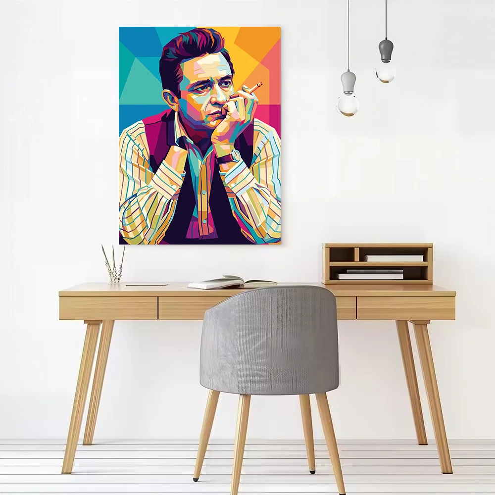 Johnny Cash Pop Art Portrait Canvas Print Perfect Gift for Fans Lovers Personalized Wall Art Poster for Vintage Decor Painting