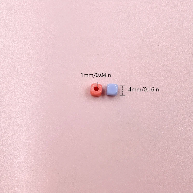 Square DIY 200Pcs 4mm Loose Beads Acrylic Jewelry Accessories Beading Accessory for Bracelet Necklace Handmade Fashion