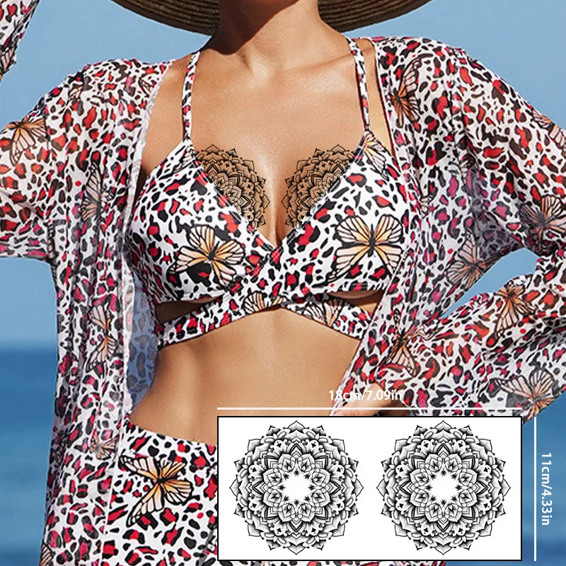 Sexy Trendy Women's Chest Tattoo stickers Nipple stickers Herbal Juice Waterproof and Sweat-Proof Solid Color Temporary stickers