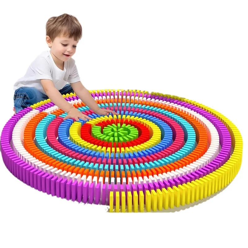 Children's Intelligence 100 Piece Rainbow Domino Block Set Early Bright Domino Game Educational Toys Gift Sets