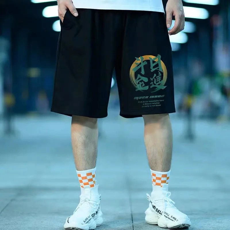 

Summer Casual Loose Print orts Men's Beach Sport Thin Five-Quarter Pants Big Size Comfortable Roman Cloth Youthful Energy