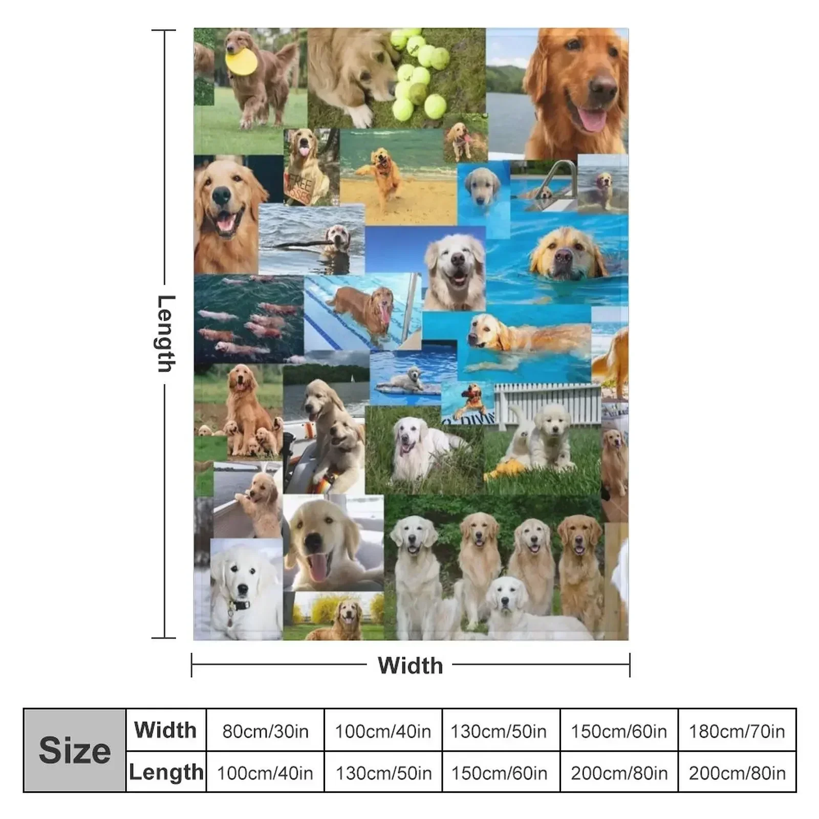 Golden retriever collage Throw Blanket couch cozy soft plush fuzzy picnic outdoor blanket