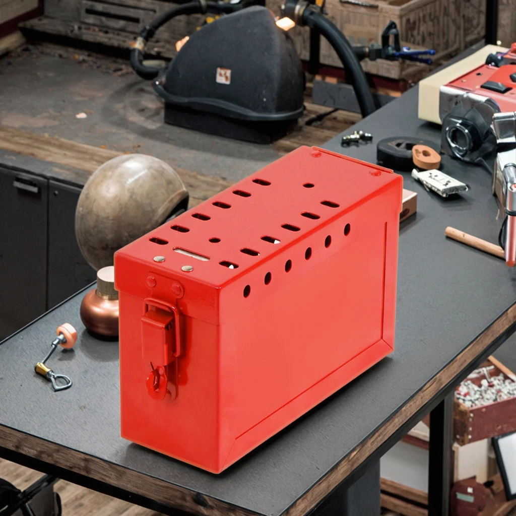 a for  Customized   Red Lightweight forIP54 Rated Metal Lockout Tagout Group Lock Box Case with 3-Drawer