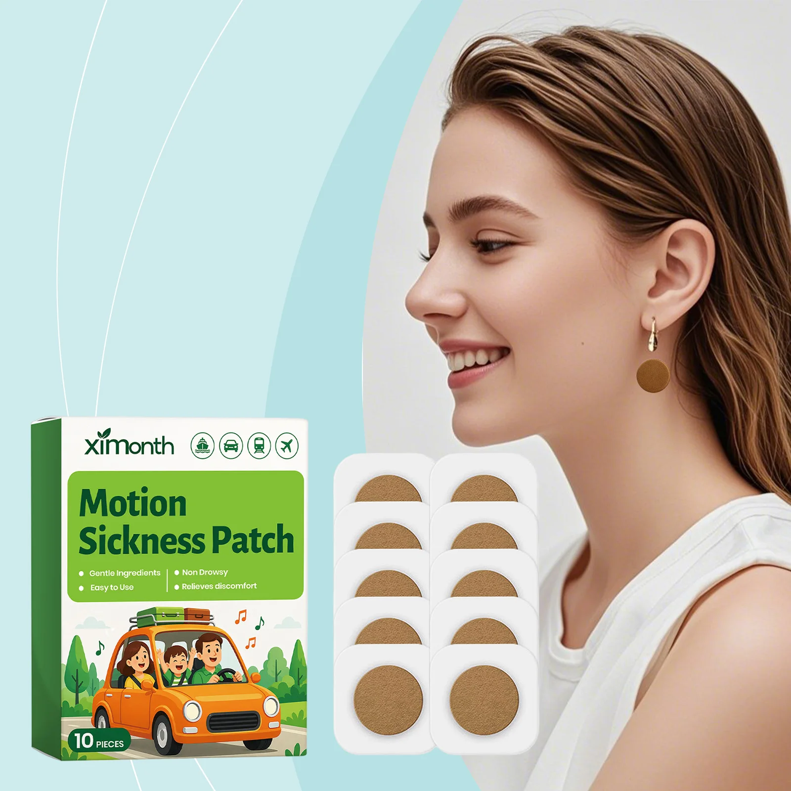 Motion Sicknes Patches Motion Sickness Patches For Adults Children Designed For Car Travel Relieve Nausea Vomiting During Travel