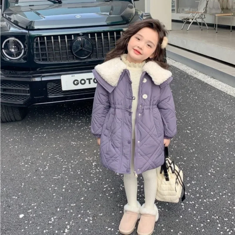 2025 New Winter Kids Girls' Faux Fur Cotton Jacket with Hood Warm & Stylish Winter Coat for Children Plus Size AntiCold