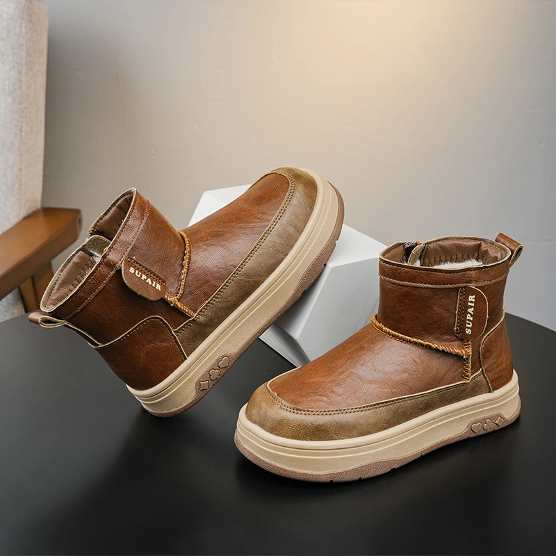 

Winter New Boys & Girls Snow Boots - Fleece-Lined Warm Cotton Boots, Waterproof Non-Slip Kids' Winter Footwear