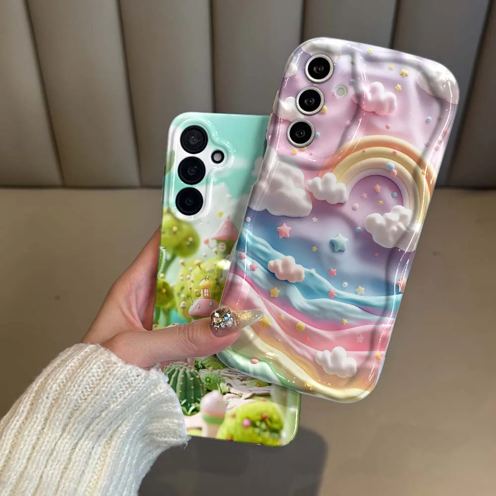 

Dreamy landscape pattern For Samsung Galaxy A73 A53 A25 A34 A51 A54 A35 A55 A33 A56 A04 4G 5G Feilin Wave Oil Shell Phone Case