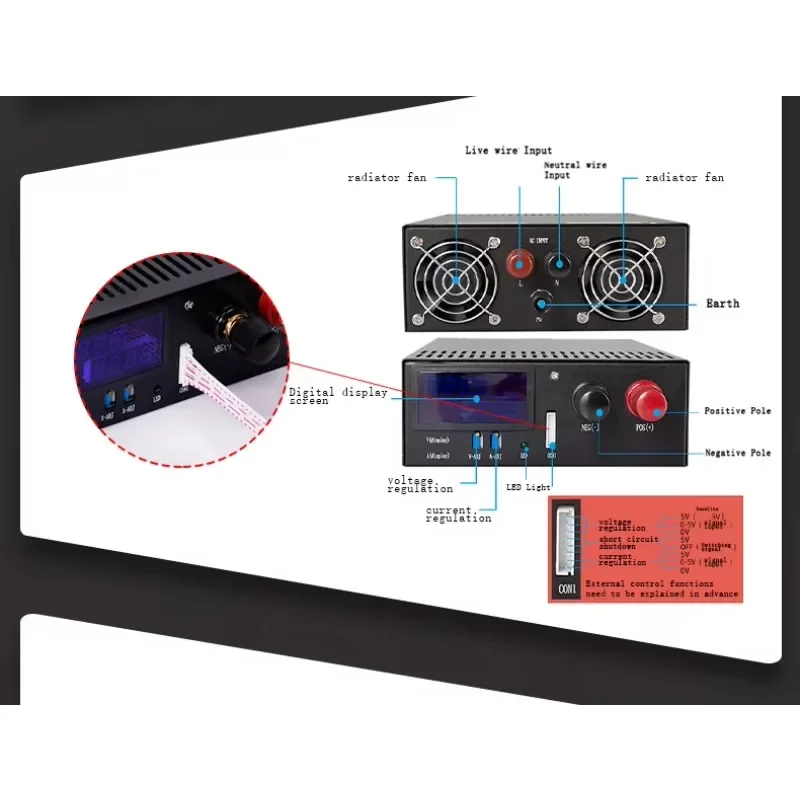 Switching Power Supply 2500W Digital Display Adjustable DXS-2500-12V 200A Can Be Customized 0-5V External Control Power Supply
