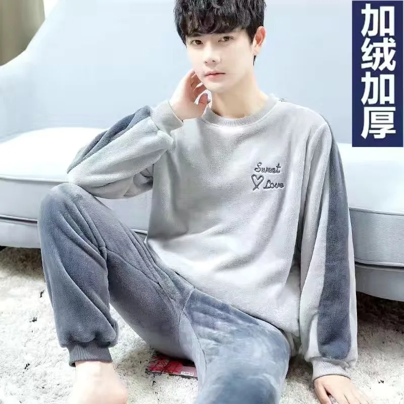 

Мужская зимняя одежда, мужские пижамы, новая домашняя одежда, мужская одежда, осенняя спортивная одежда, пальто для подростков, одежда для ванной, повседневная одежда, 2 шт./компл., y2k