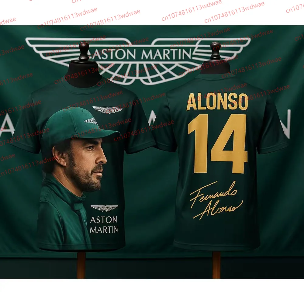 

Aston Martin T-shirt Super Racing Team Training Suit Quick Dry Motorcycle T-shirt Fernando Alonso 14 Racing Suit Man Women Tee