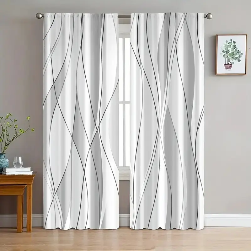 

Современные шторы с полосатым принтом, украшение для окон, декор для дома, декор для комнаты