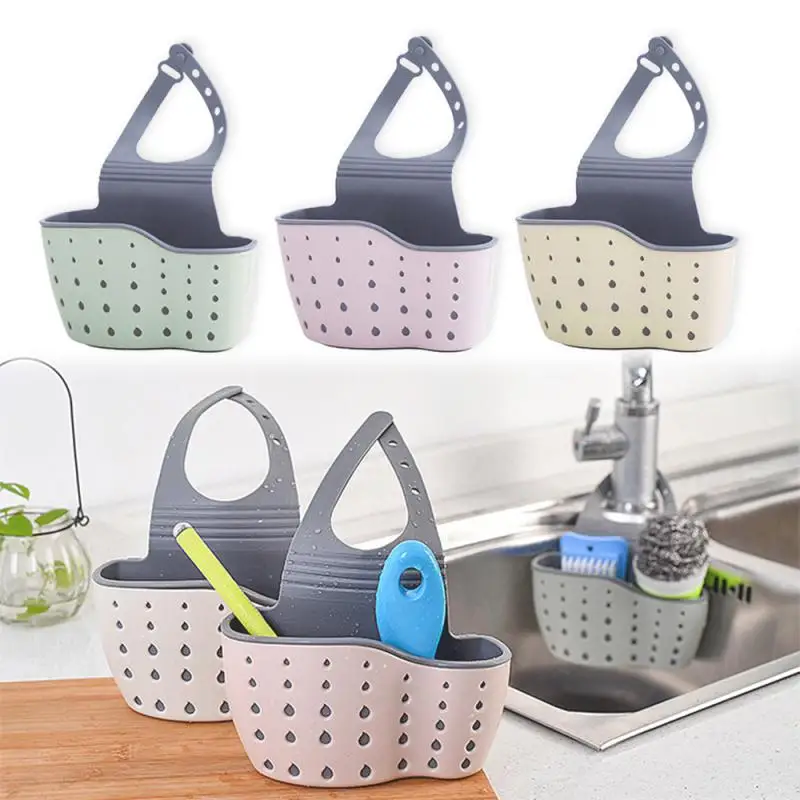 

Sink Bag Soap Sponge Shelf Faucet Holder For Bathroom New Sink Draining Hanging Basket Adjustable Kitchen Accessories Rubber