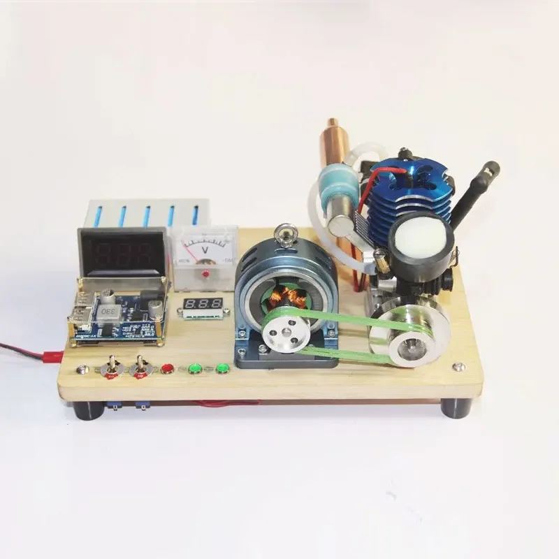 Single Cylinder Methanol Engine 12V Generator with Fuel Tank DIY Modified Generator Set Model Toy