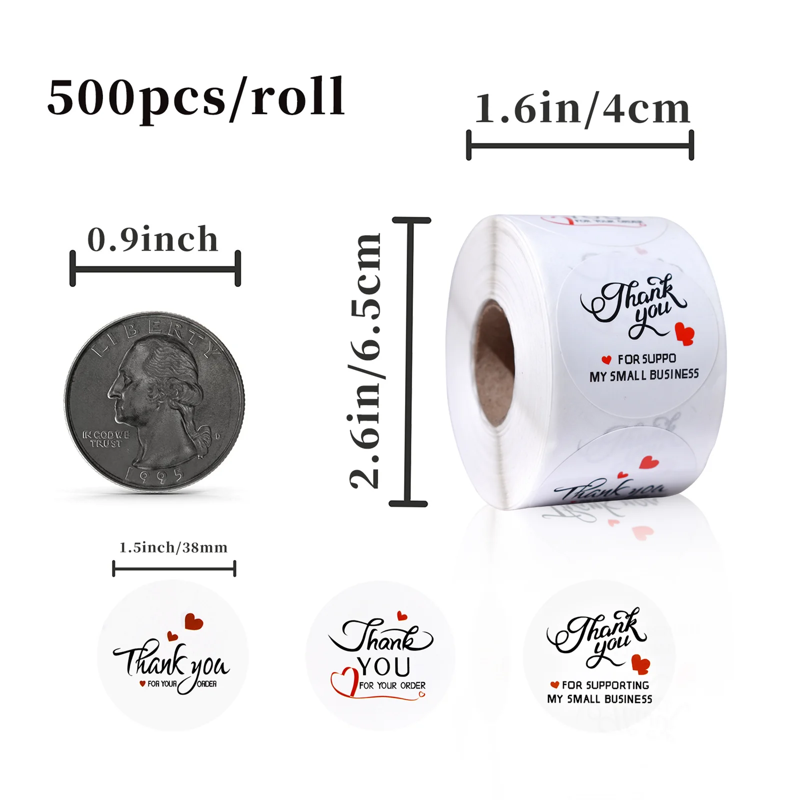 2500 Stück Siegelaufkleber für Dankeschön-Umschläge, Aufkleberrolle, 1,5 Zoll – 15 verschiedene Designs – Detail 2
