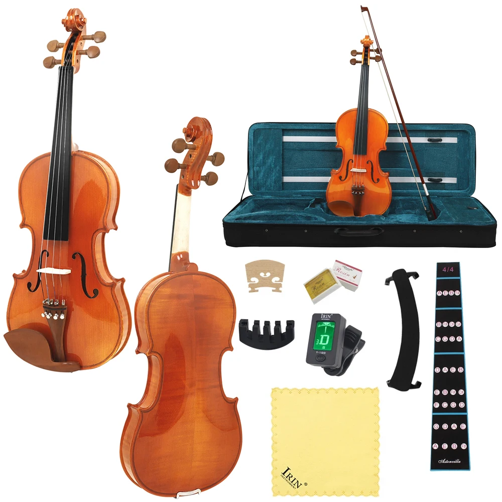 

Professional Natural Violin 4/4 Beginner Violin Spruce Panel Maple Wood Natural Tiger Pattern on The Back Violins Set