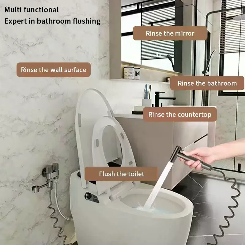 

Ручной опрыскиватель для биде 1 в-2 выхода, двойной регулирующий клапан для унитаза, удлиненный шланг, комплект распылителя для ванной комнаты высокого давления для биде