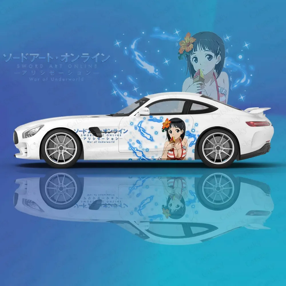 Sword Art Online Anime Girl Car Sticker Decal Hood Door Body Vinyl Sticker Graphic Wrap New Car Sticker Decoration Accessories