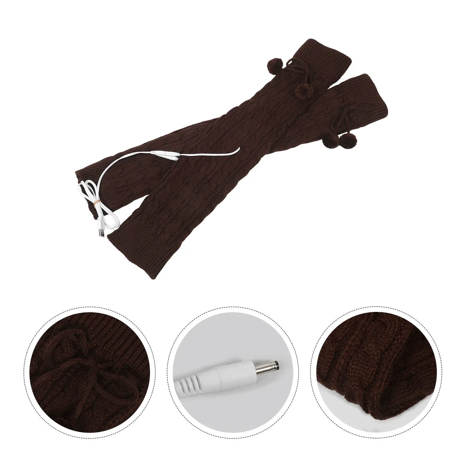 

1 пара электрических грелок для ног с USB-подогревом, длинные вязаные грелки для ног с регулируемым нагревом для велоспорта, пеших прогулок, активного отдыха зимой